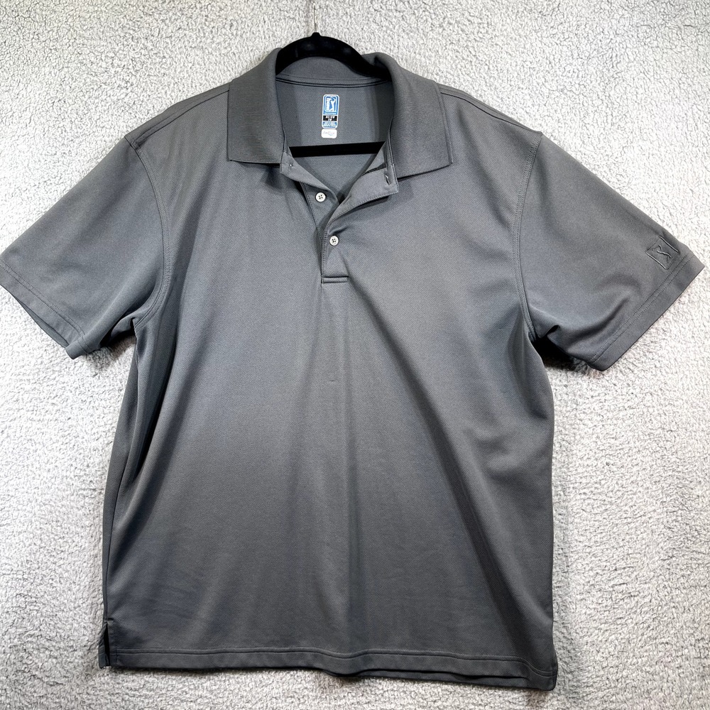 PGA Tour Shirt XL Mens Polo Shirt Gray Golf Short Sleeve Airflux Outdoors‎